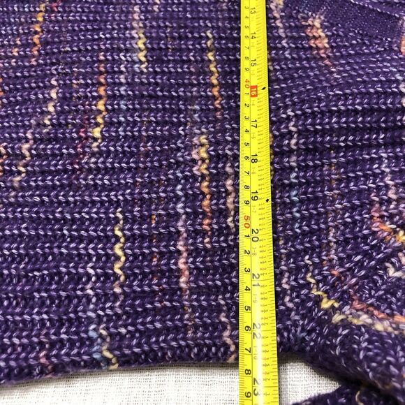 Ivory Ella Oversized Cropped Cardigan Sweater Women's L Purple Chunky Cozycore - Picture 8 of 11